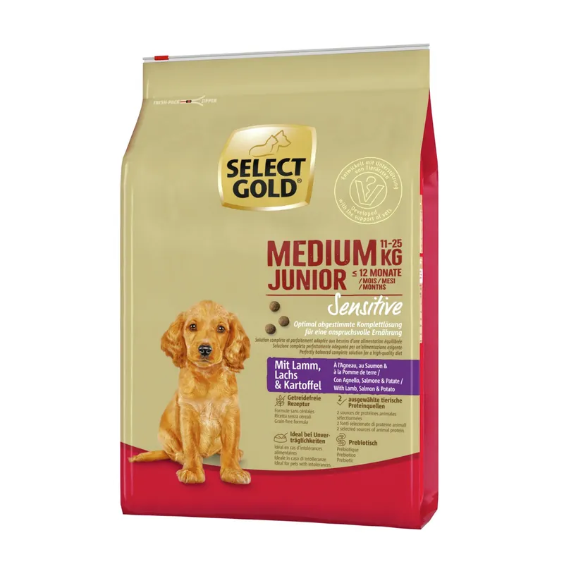 Select Gold Sensitive Junior Medium Lamm 4 kg Neue Ware